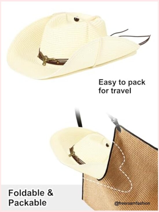 Straw Cowboy Sun Hat with Windproof Chin Strap main image 7